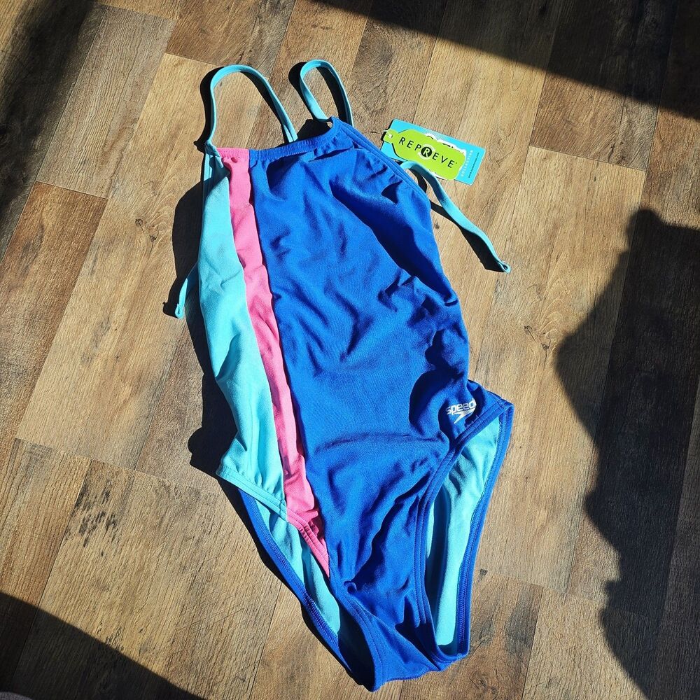 NWT Speedo Eco Endurance One Piece Swimsuit Vibe Collection Blue Pink 28